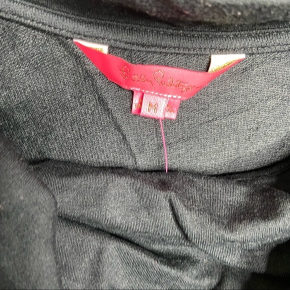 NWT Lilly Pulitzer Size Medium Black Onyx One Shoulder Drape Neck Dress $148 - Picture 7 of 7